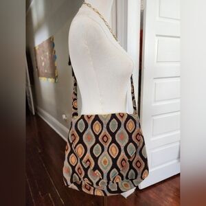 Peacock Multicolor Patterned Woven Knit Shoulder Bag